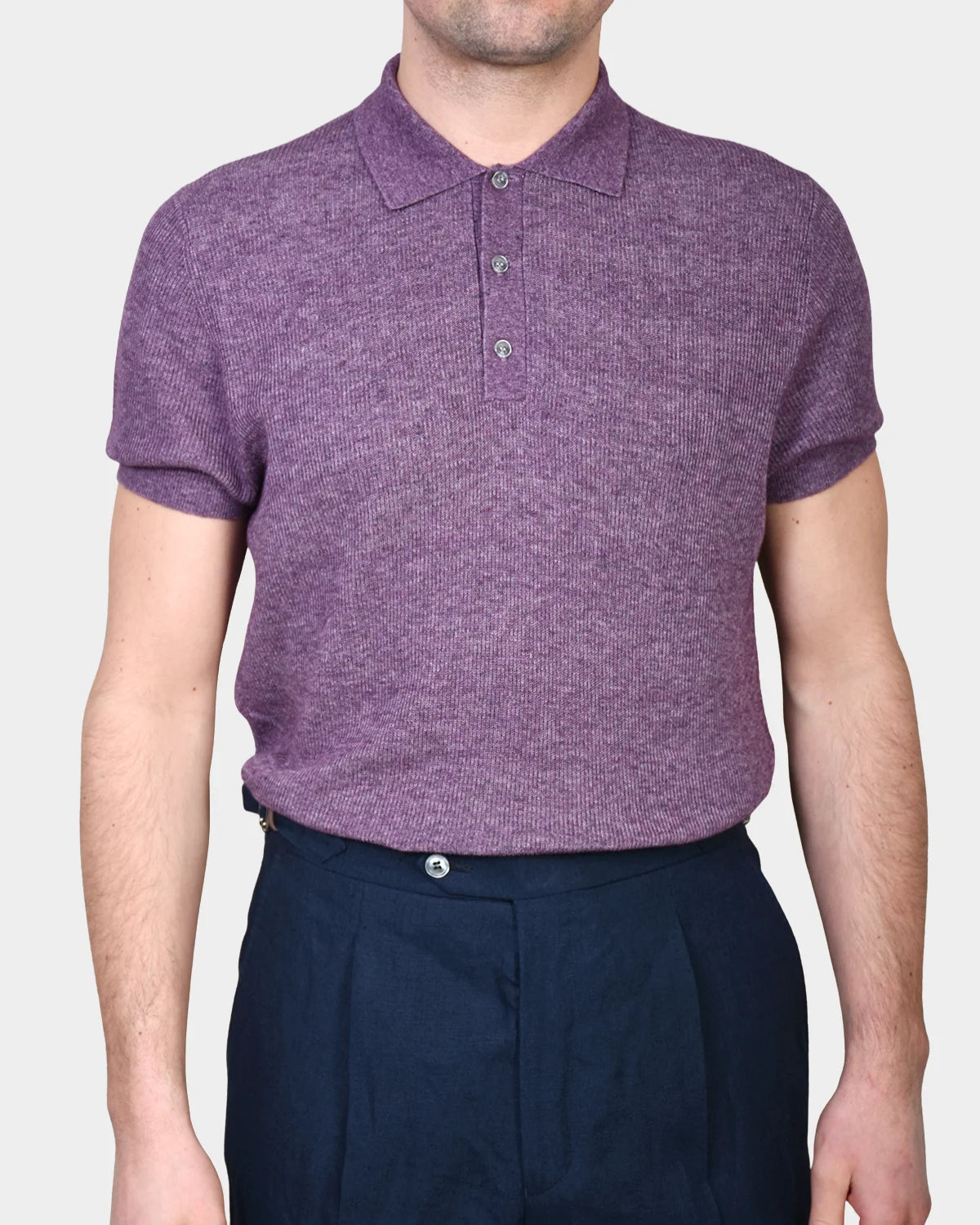 Knitted SS Polo - Lilac - Hugo Sthlm