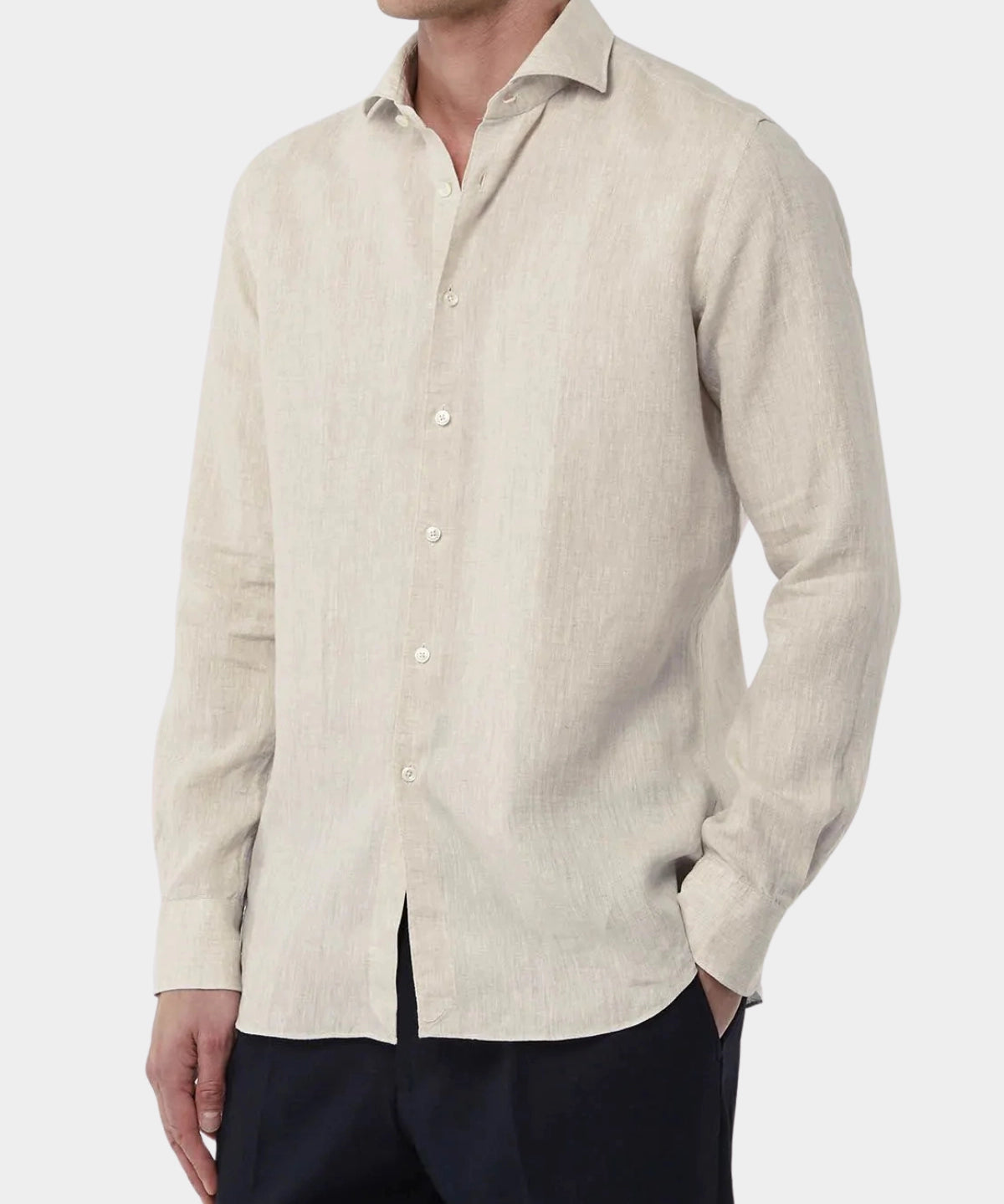Yarn Dyed Linen Shirt - Sand - Hugo Sthlm