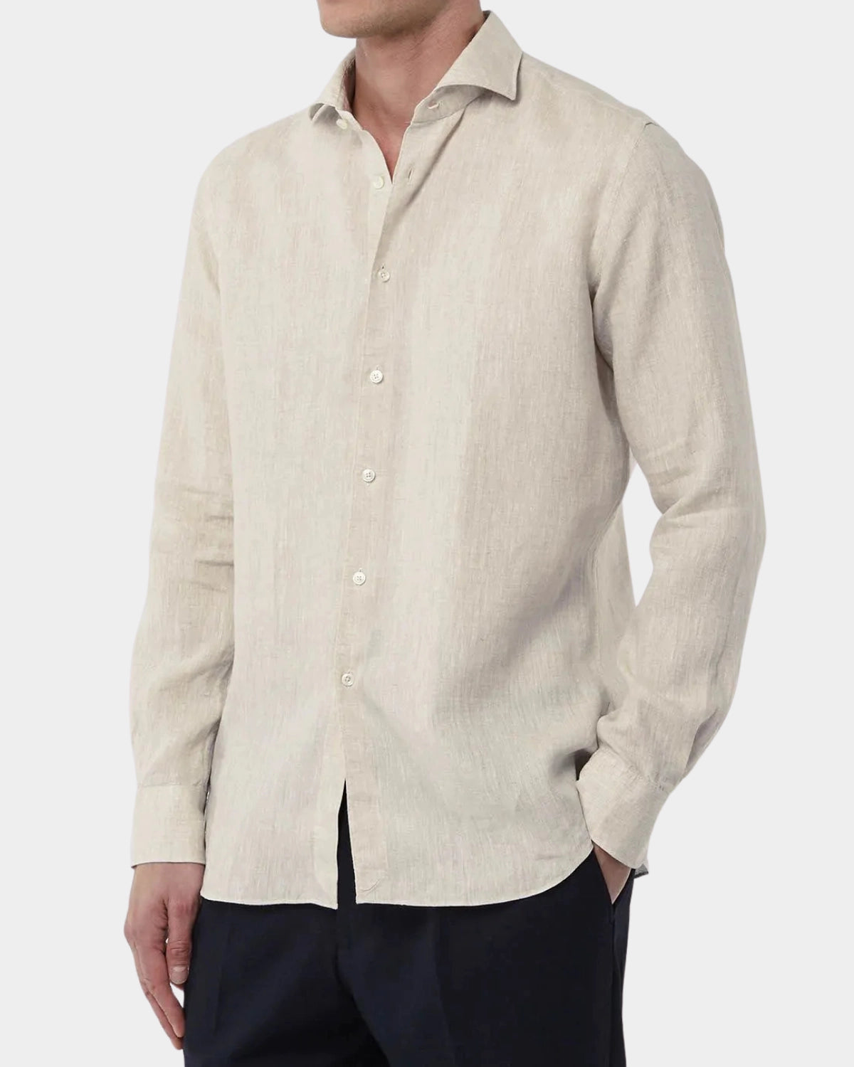 Yarn Dyed Linen Shirt - Sand - Hugo Sthlm