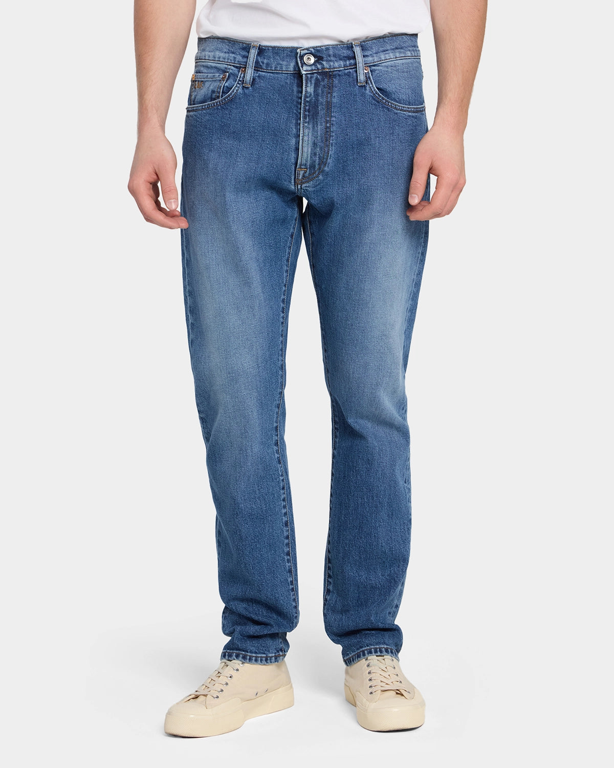 M7 Tapered Comfort Organic Indigo - Washed Blue - Hugo Sthlm