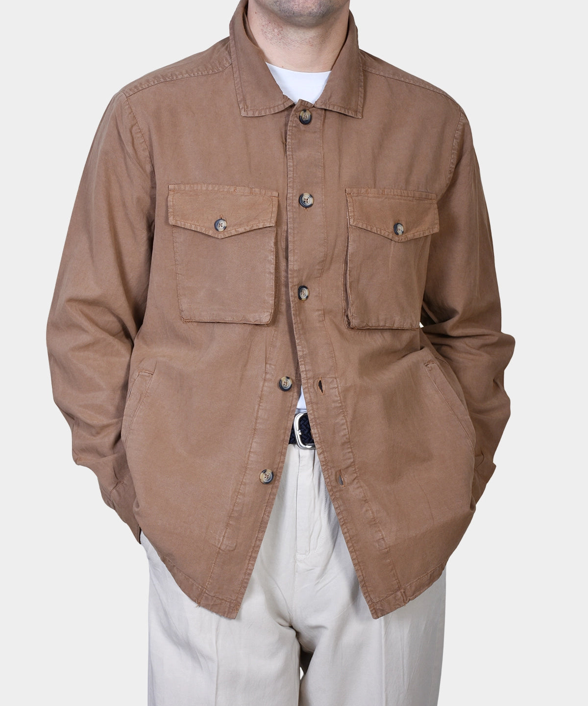 OVERSHIRT COTTON LYOCELL - Brown - Hugo Sthlm
