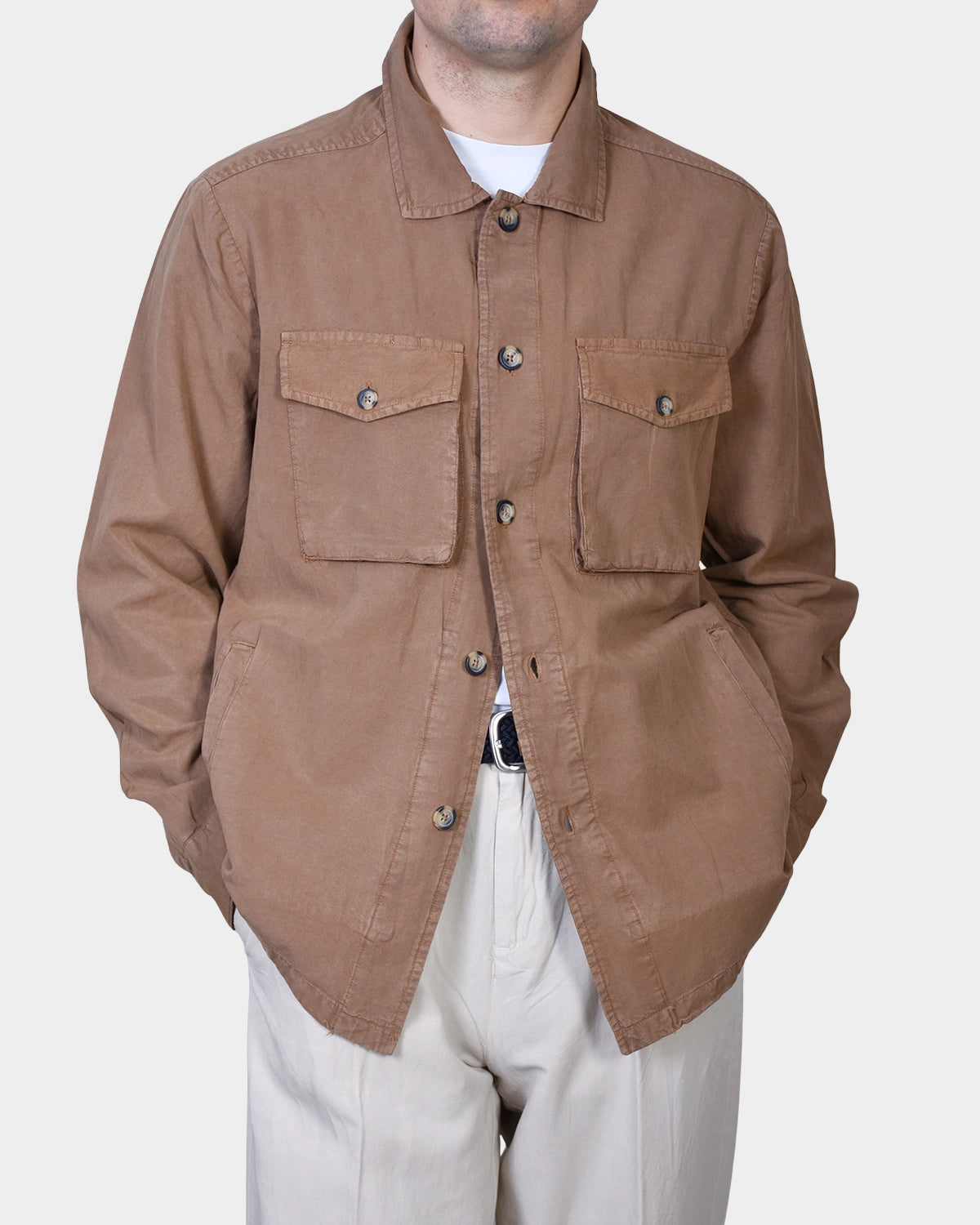 OVERSHIRT COTTON LYOCELL - Brown - Hugo Sthlm