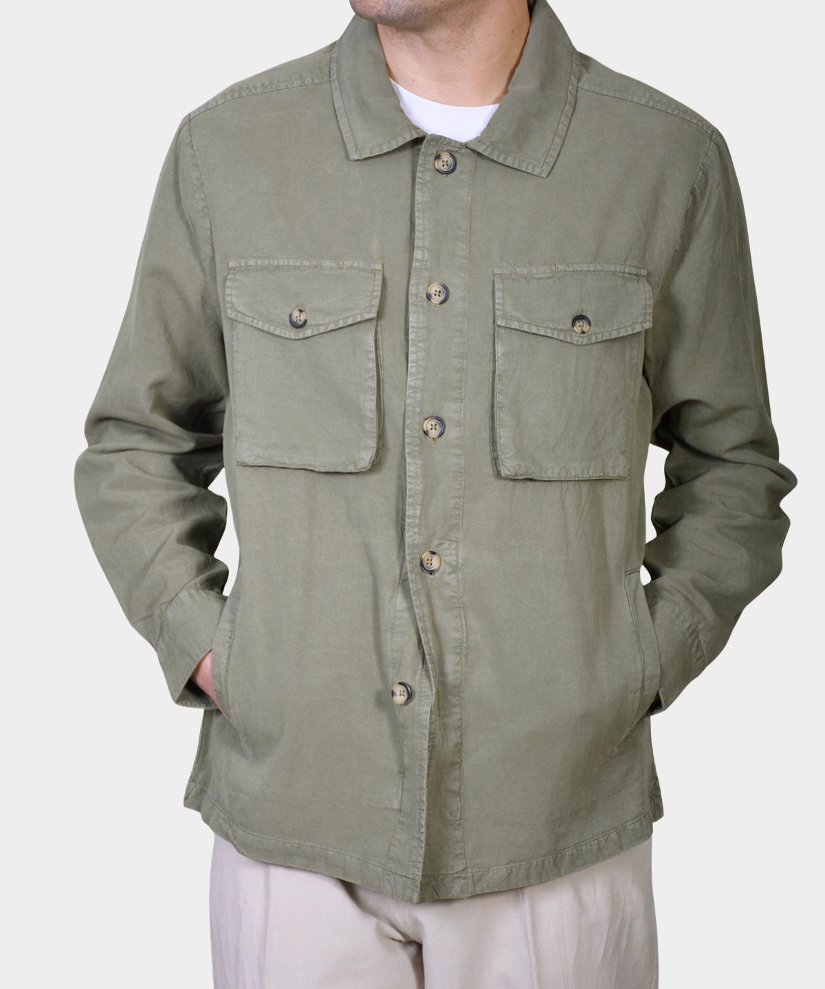 OVERSHIRT COTTON LYOCELL - Green - Hugo Sthlm