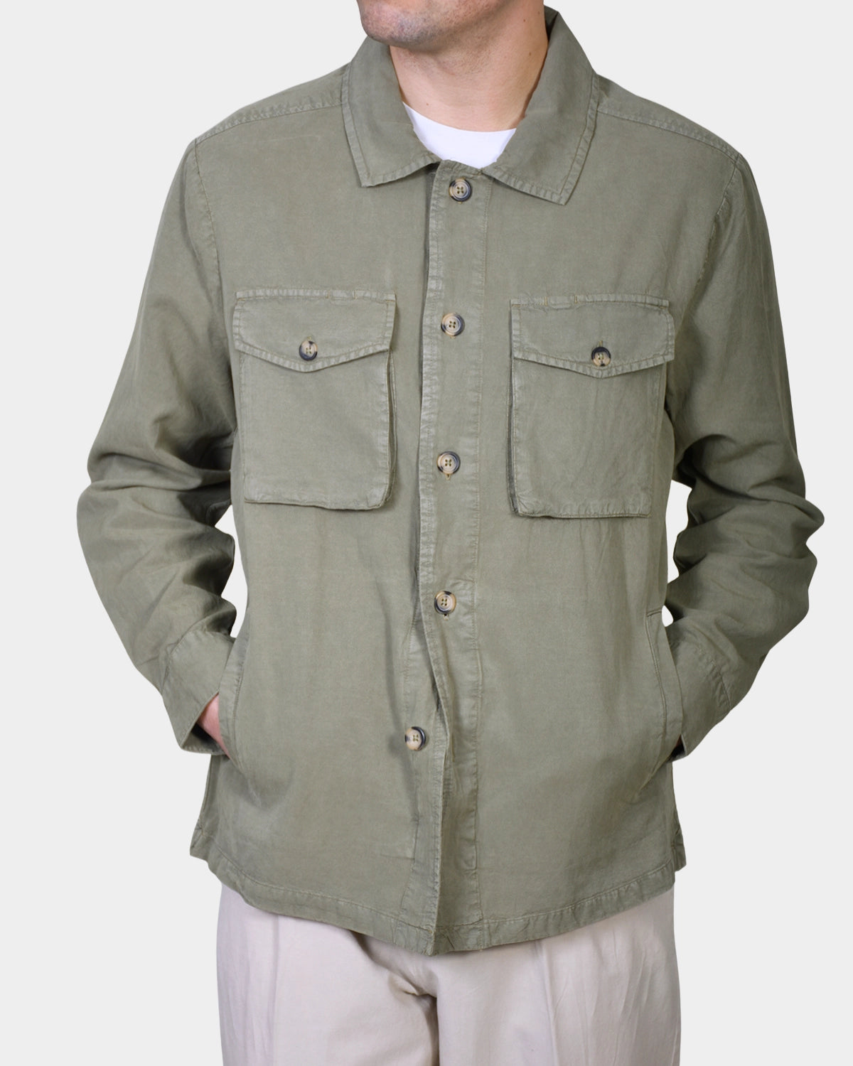 OVERSHIRT COTTON LYOCELL - Green - Hugo Sthlm
