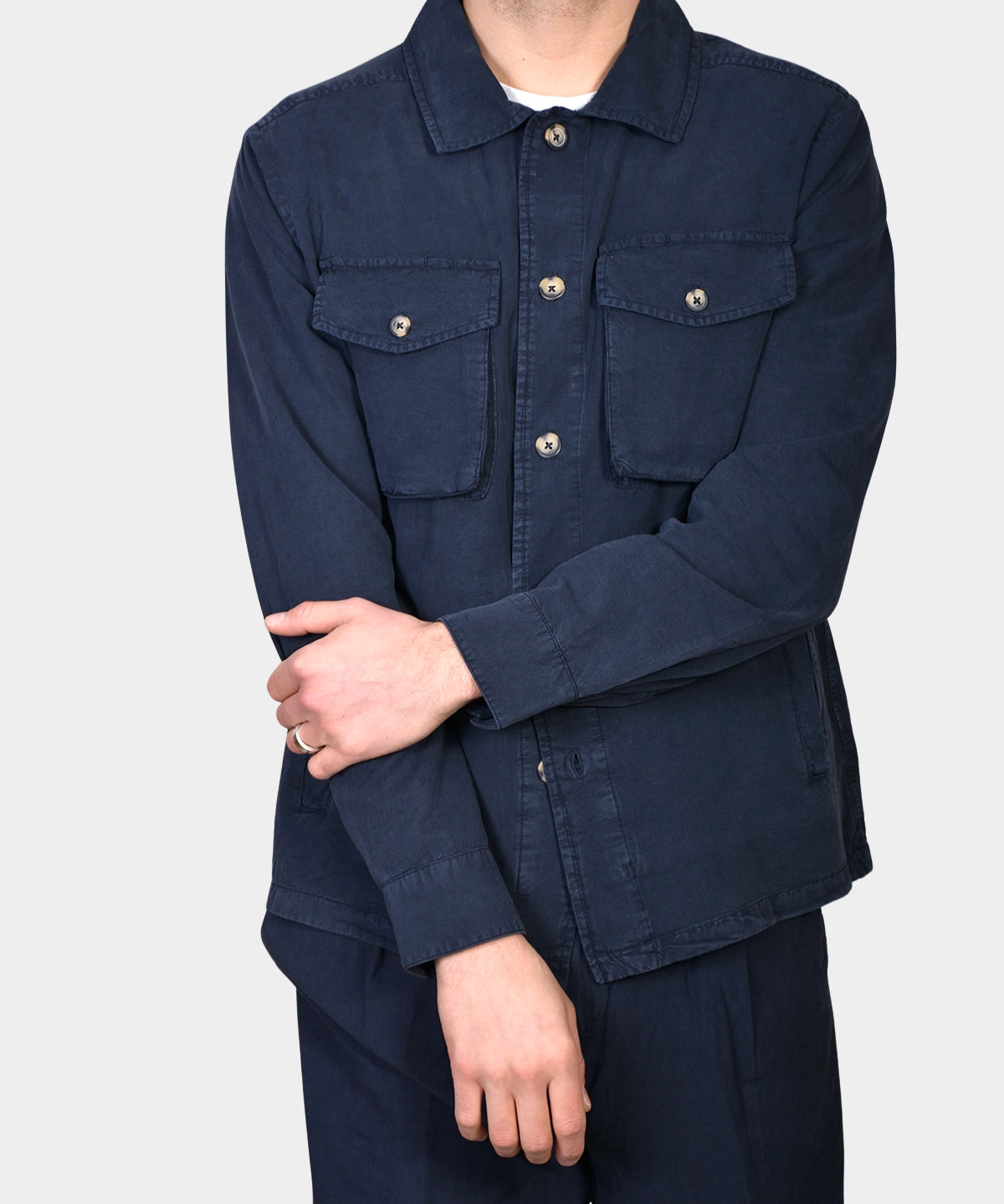 OVERSHIRT COTTON LYOCELL - Navy - Hugo Sthlm