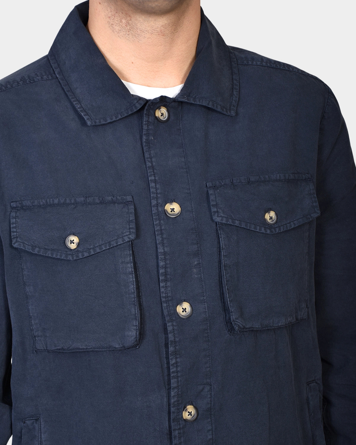 OVERSHIRT COTTON LYOCELL - Navy - Hugo Sthlm