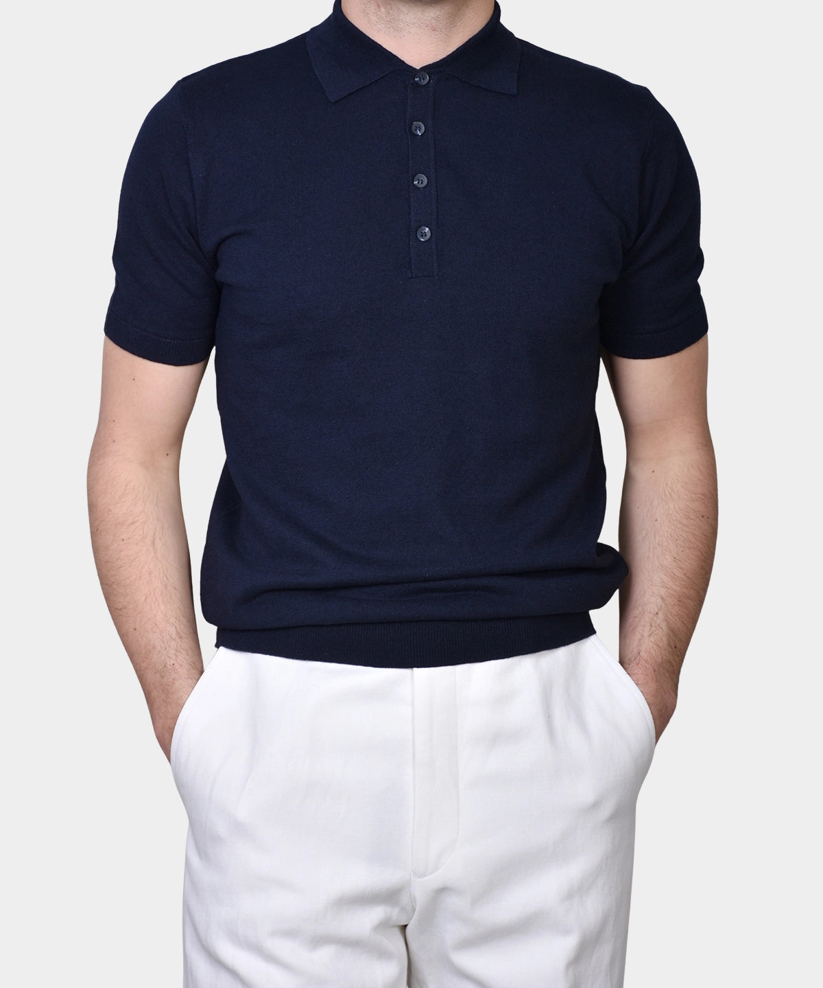 Polo Button Linen Blend - Navy - Hugo Sthlm
