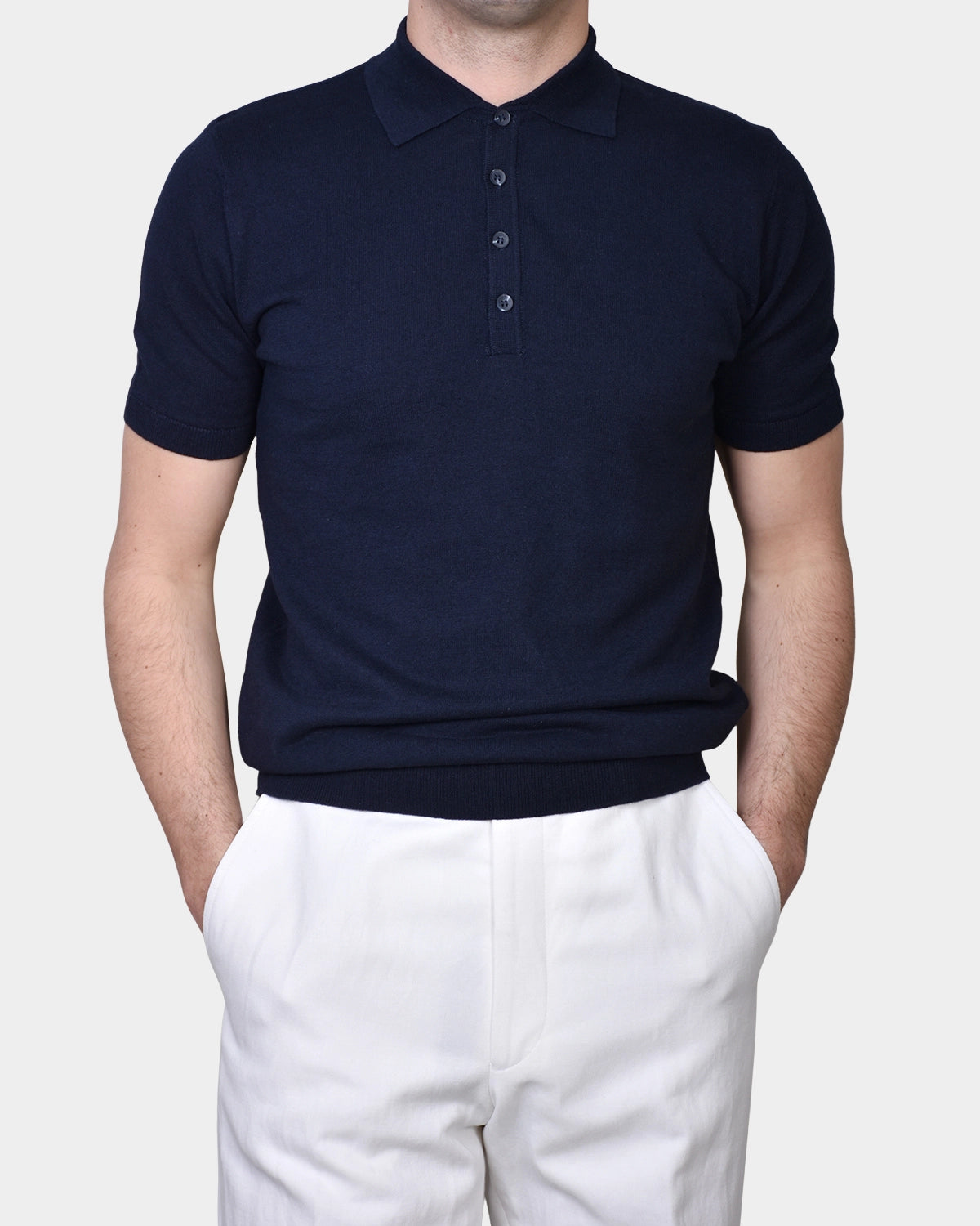 Polo Button Linen Blend - Navy - Hugo Sthlm