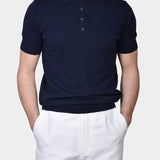 Polo Button Linen Blend - Navy - Hugo Sthlm