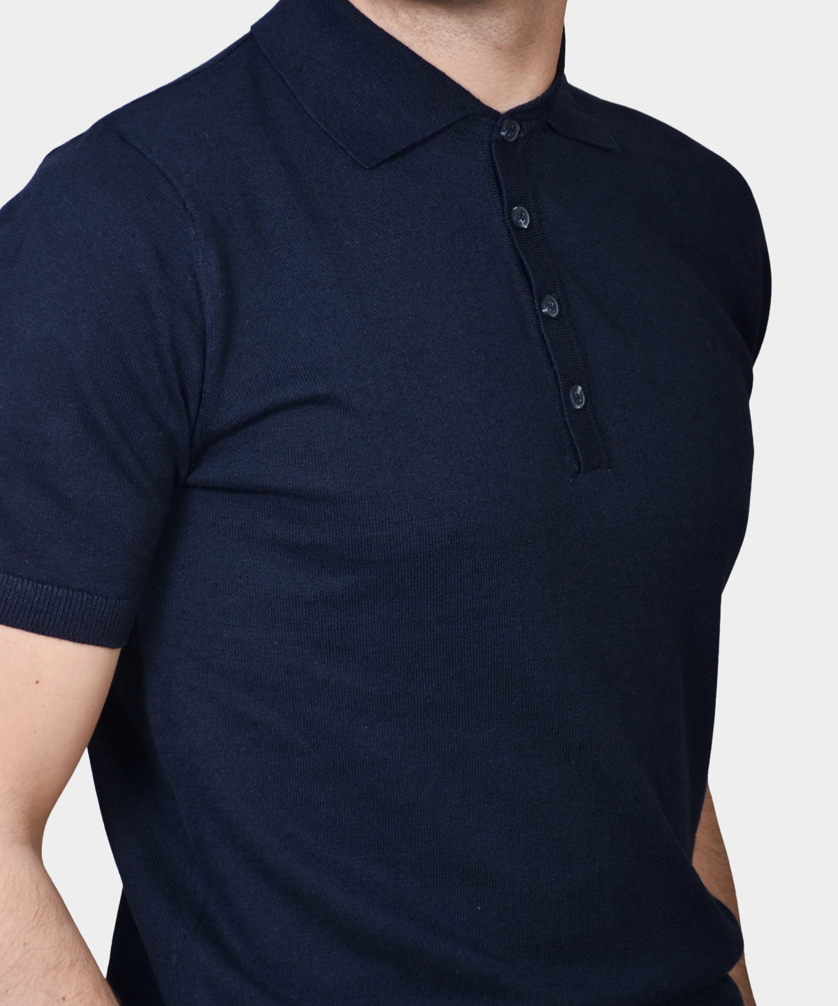 Polo Button Linen Blend - Navy - Hugo Sthlm
