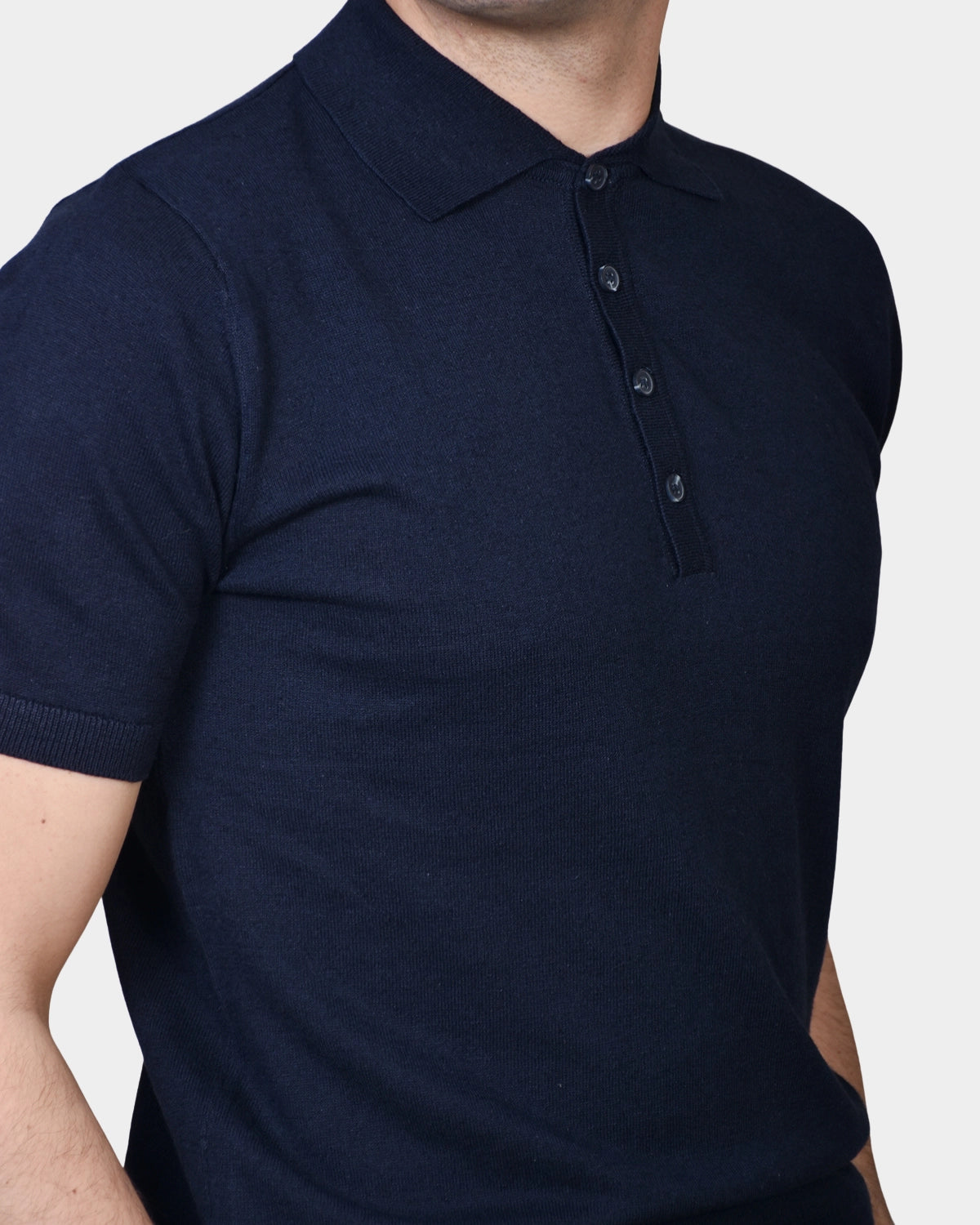 Polo Button Linen Blend - Navy - Hugo Sthlm