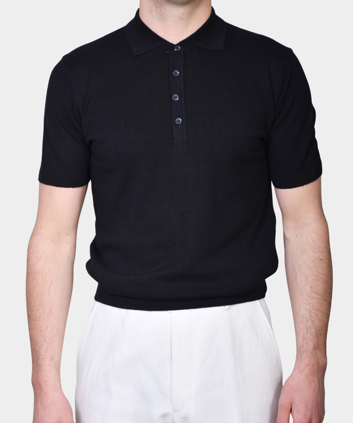 Polo Button Linen Blend - Black - Hugo Sthlm
