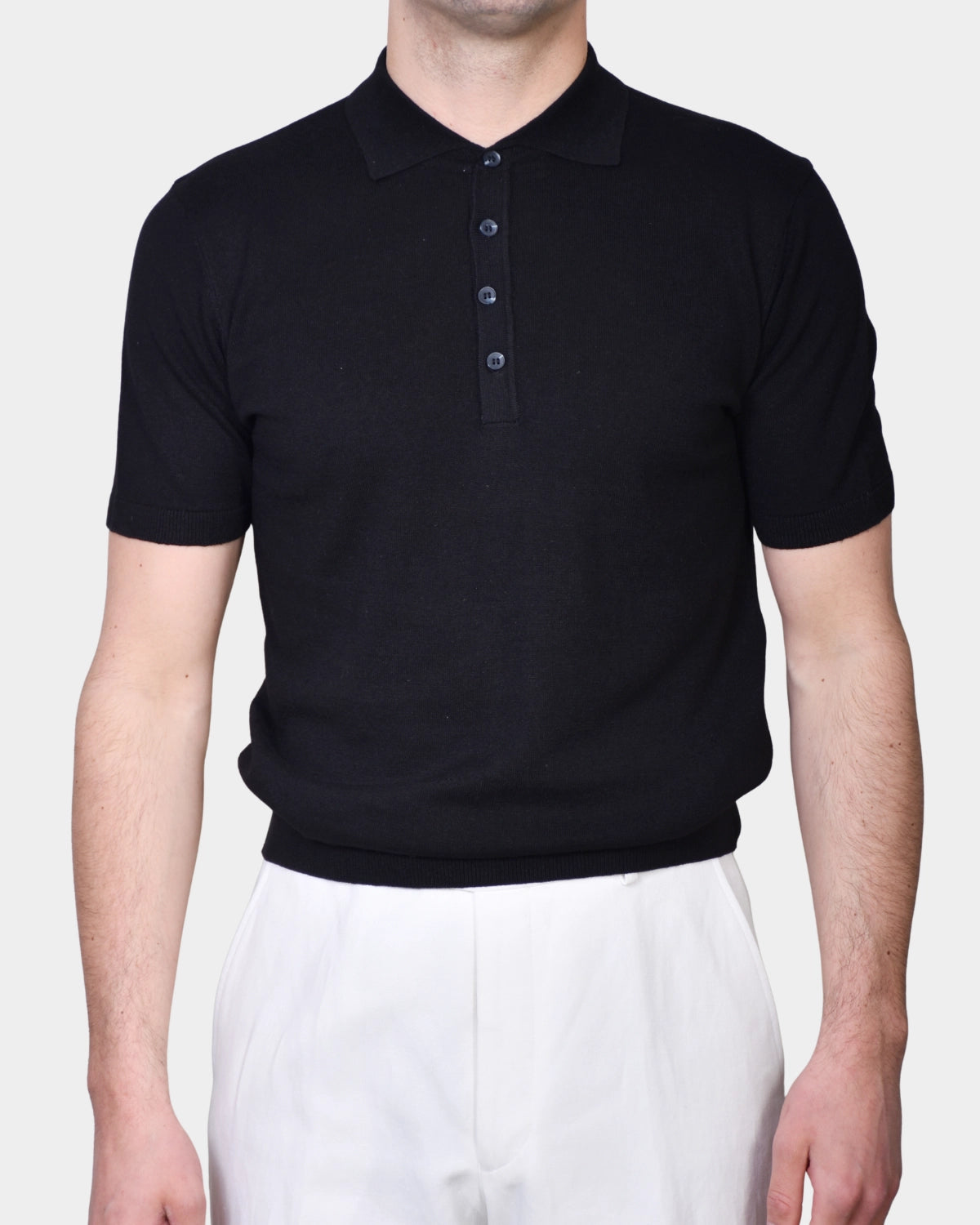 Polo Button Linen Blend - Black - Hugo Sthlm