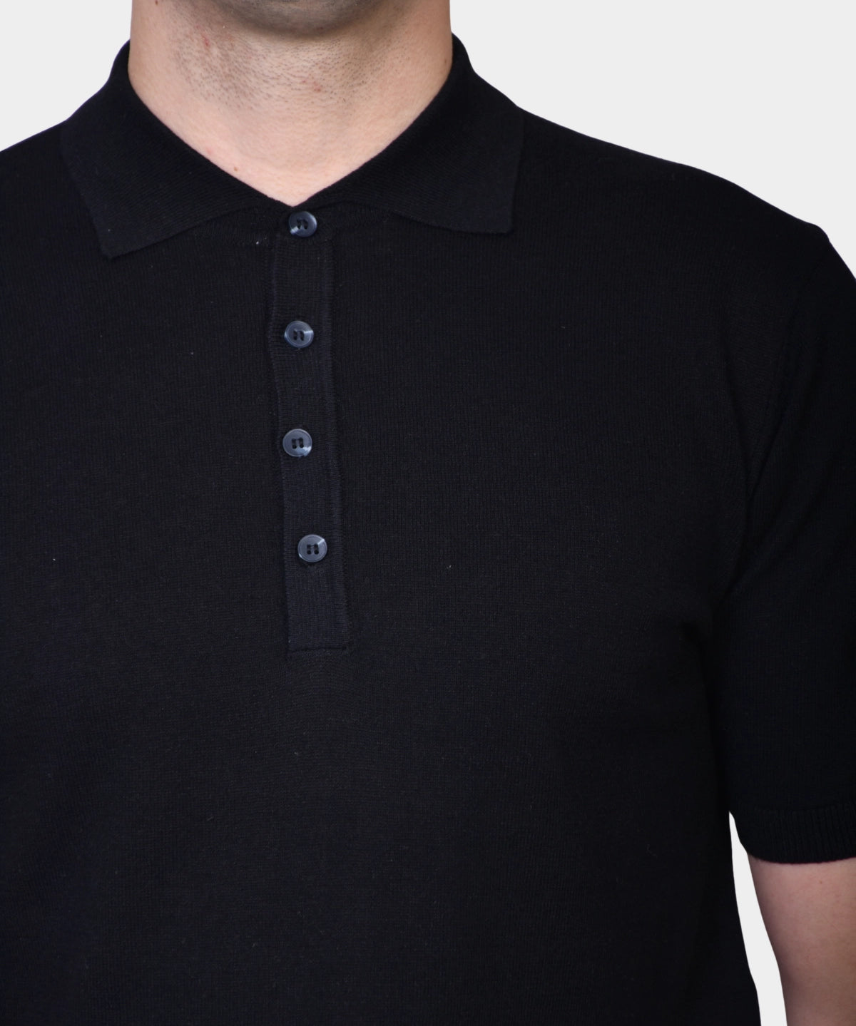 Polo Button Linen Blend - Black - Hugo Sthlm