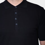 Polo Button Linen Blend - Black - Hugo Sthlm