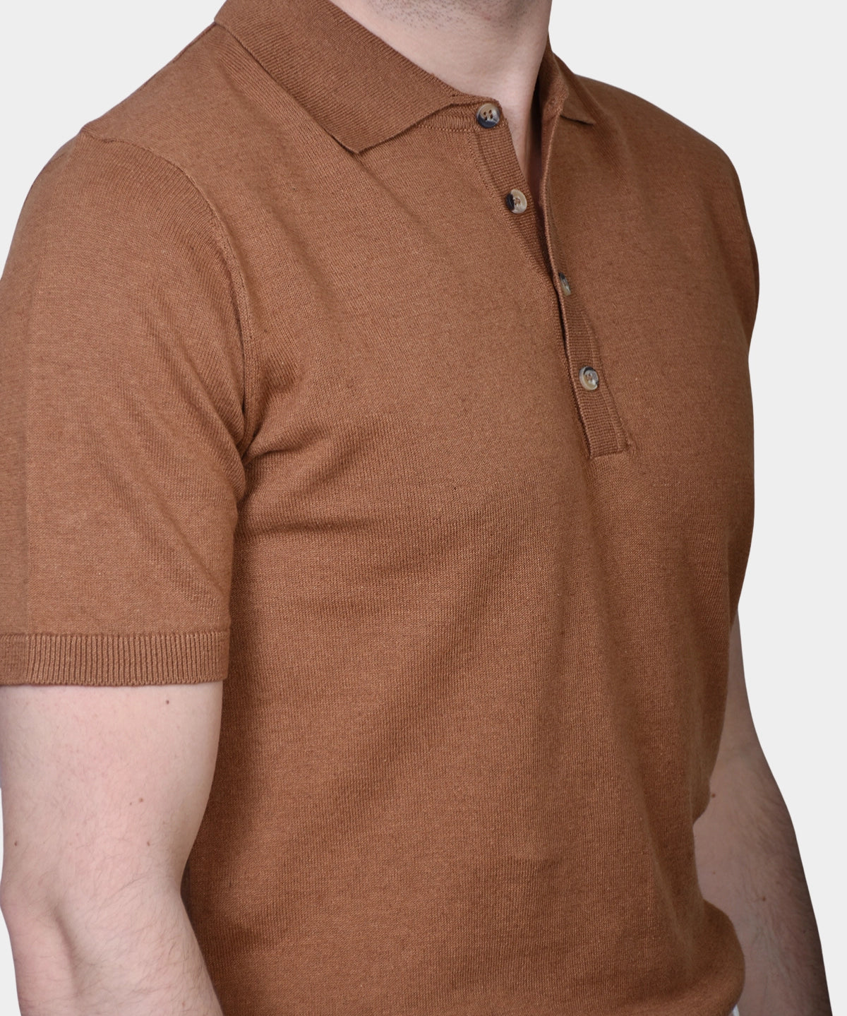 Polo Button Linen Blend - Caffe - Hugo Sthlm