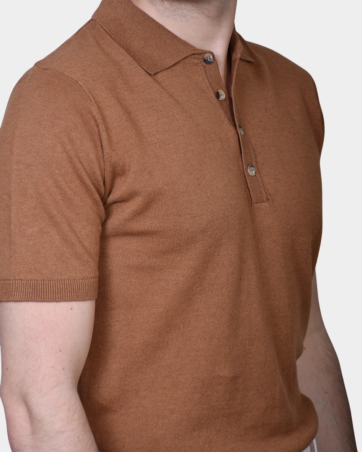 Polo Button Linen Blend - Caffe - Hugo Sthlm