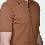 Polo Button Linen Blend - Caffe - Hugo Sthlm