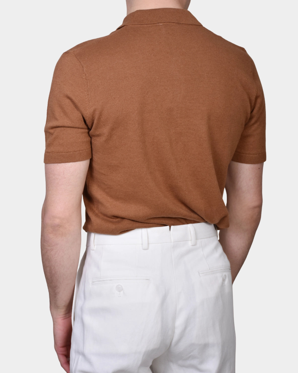 Polo Button Linen Blend - Caffe - Hugo Sthlm