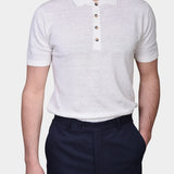 Polo Button Linen Blend - Ecru - Hugo Sthlm