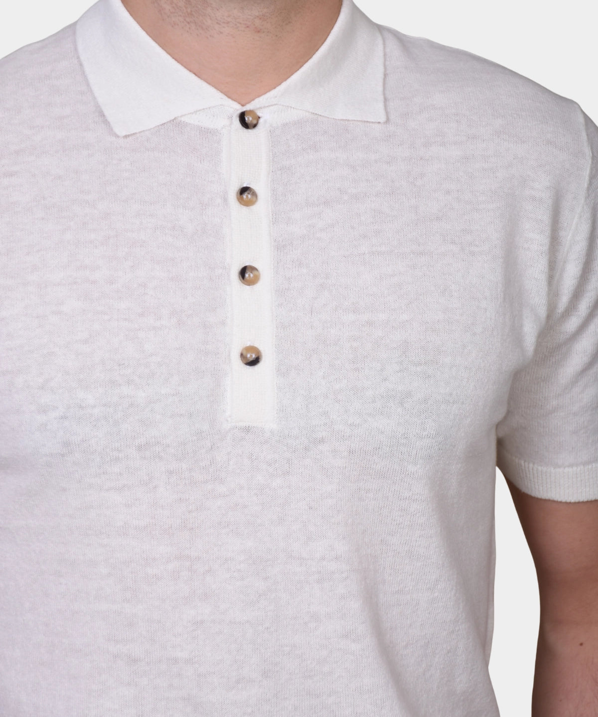 Polo Button Linen Blend - Ecru - Hugo Sthlm