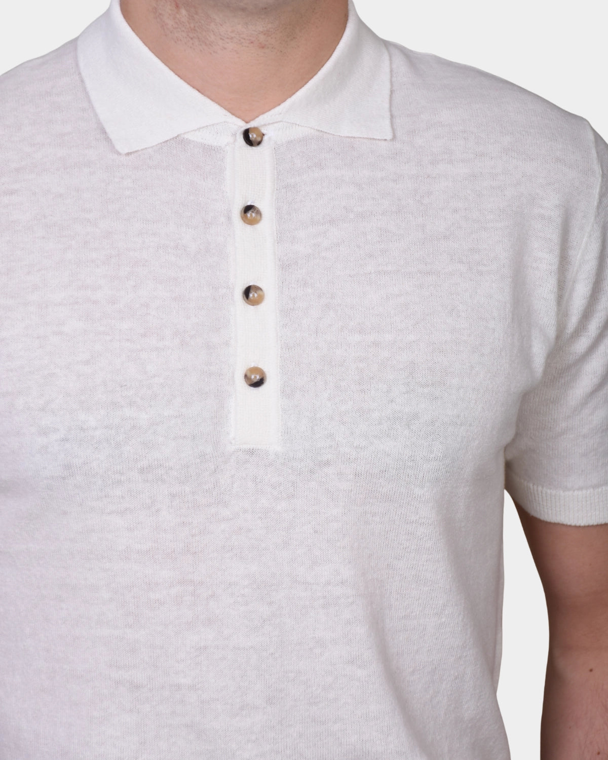 Polo Button Linen Blend - Ecru - Hugo Sthlm