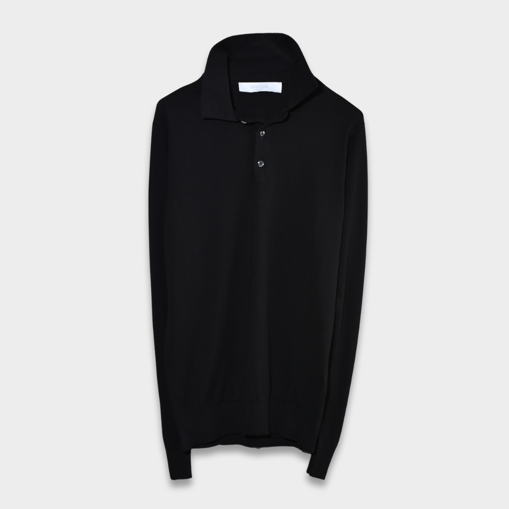 Polo Long Sleeve Knit - Black - Hugo Sthlm