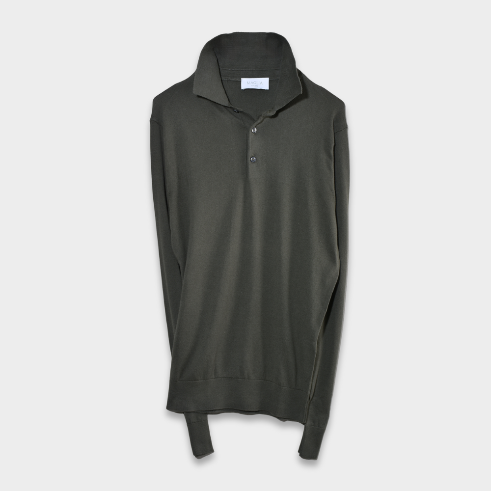 Polo Long Sleeve Knit - Dark Green - Hugo Sthlm