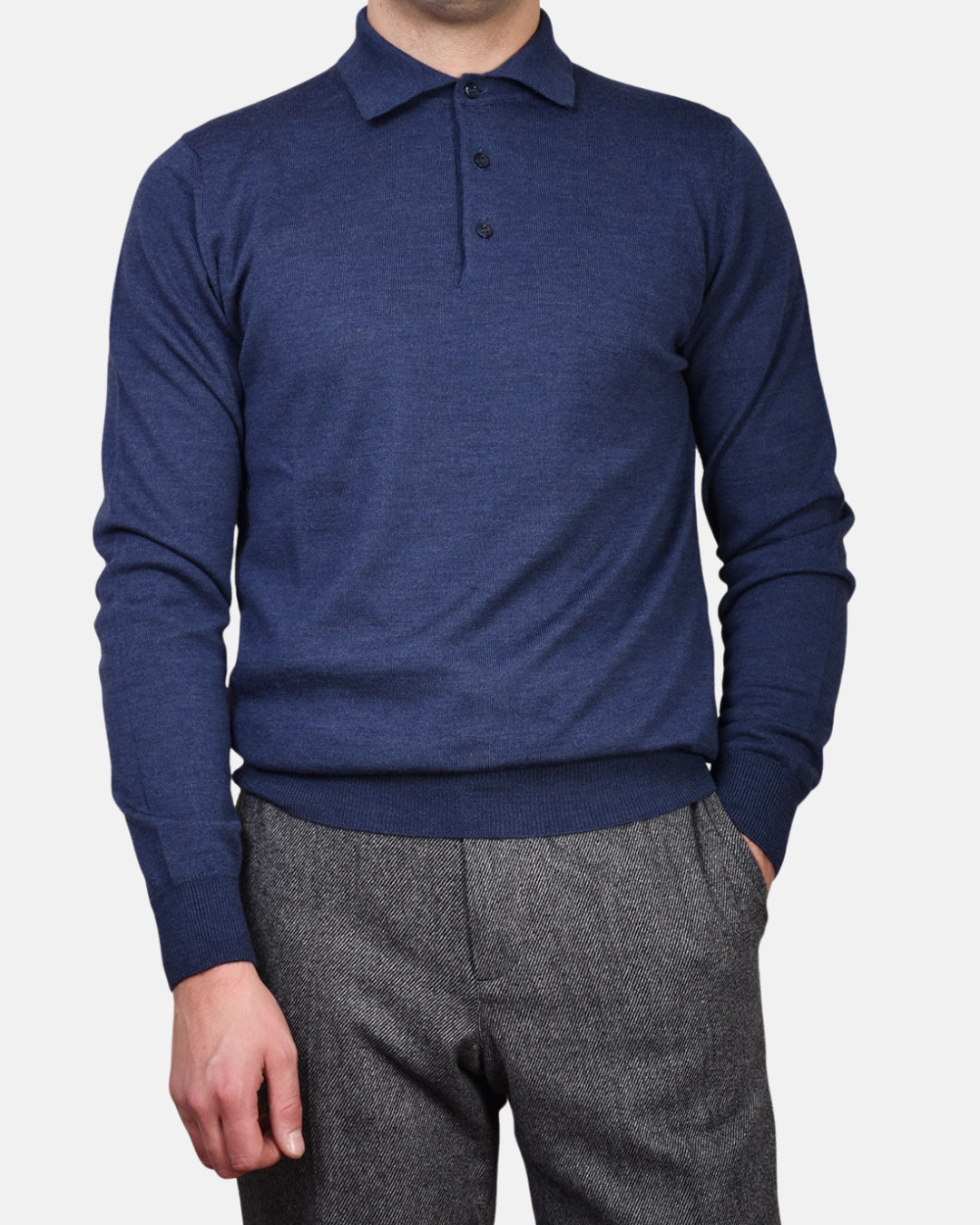 Polo Neck 12 GG Merino - Denim Blue - Hugo Sthlm