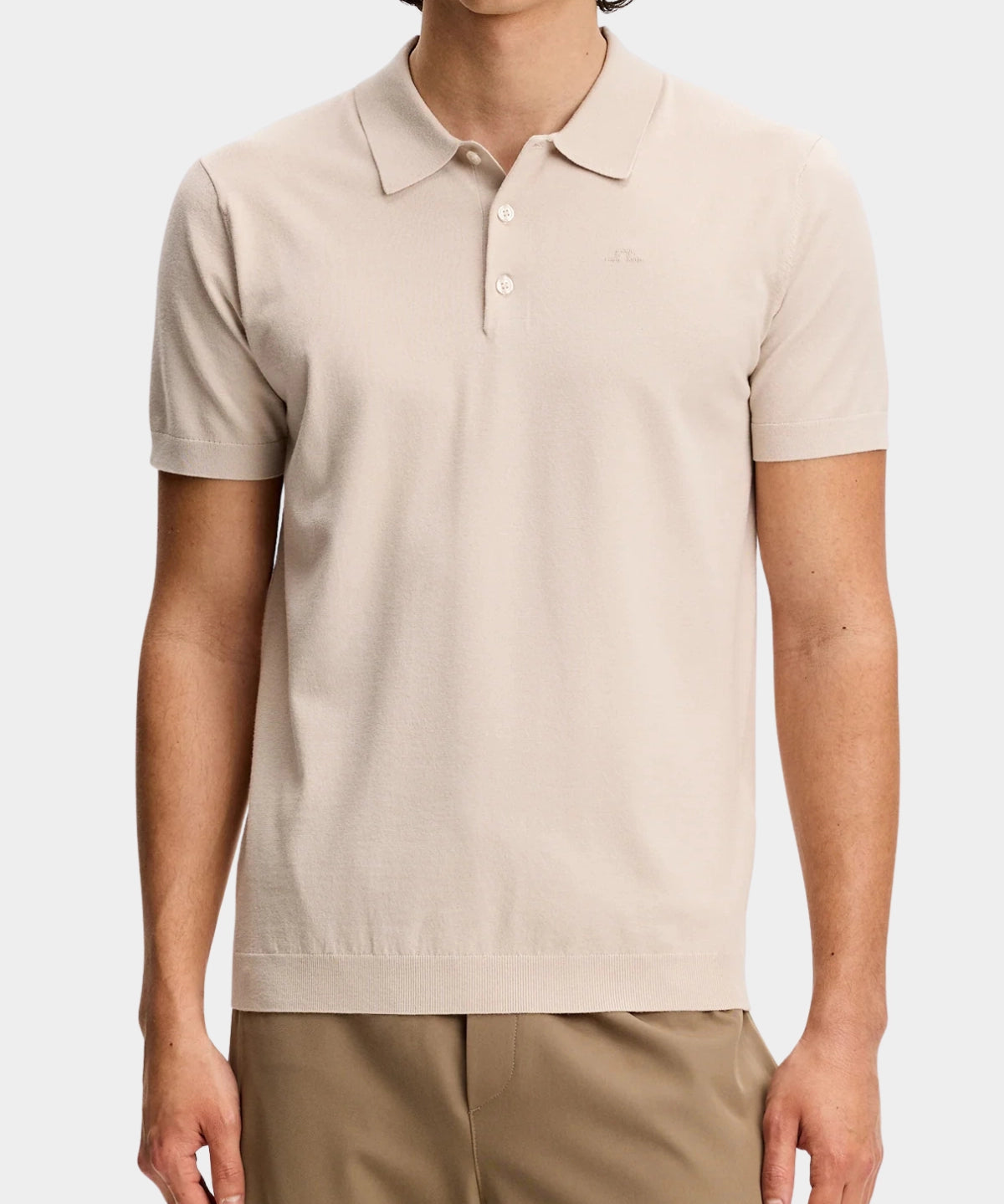 Ridge Knitted Polo - Moonbeam - Hugo Sthlm