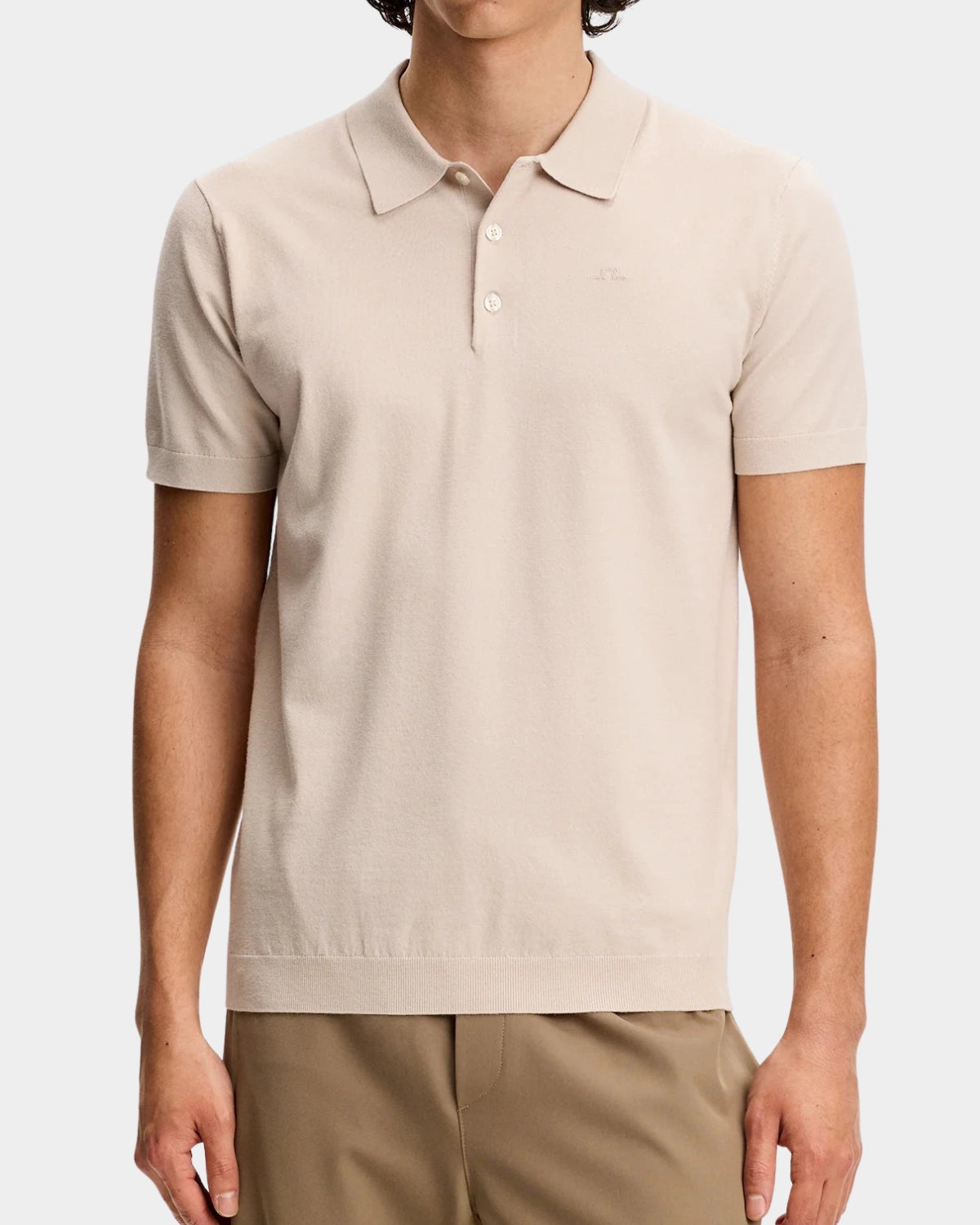 Ridge Knitted Polo - Moonbeam - Hugo Sthlm