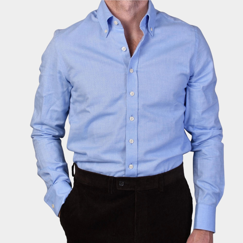 Slim Fit Button Down Flannel Shirt - Blue - Hugo Sthlm