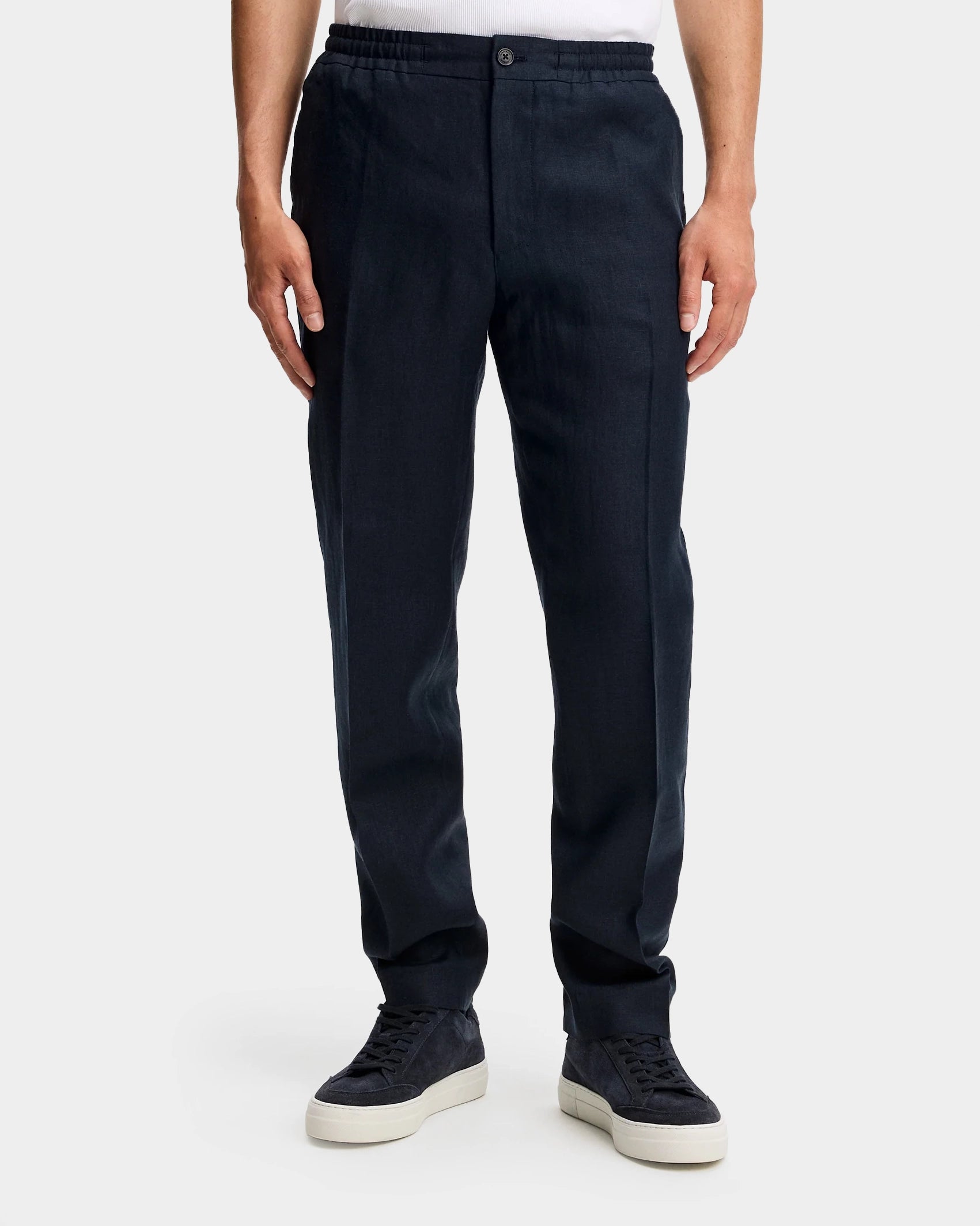 Soren Drape Linen Pants - JL Navy - Hugo Sthlm