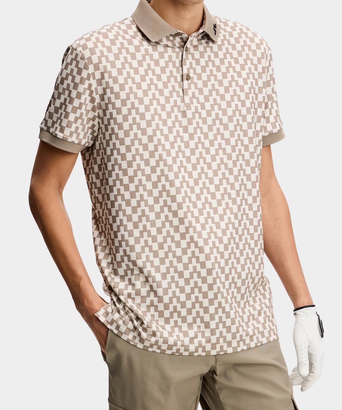 Tour Tech Print Polo - Bridge Stack Brindle M - Hugo Sthlm