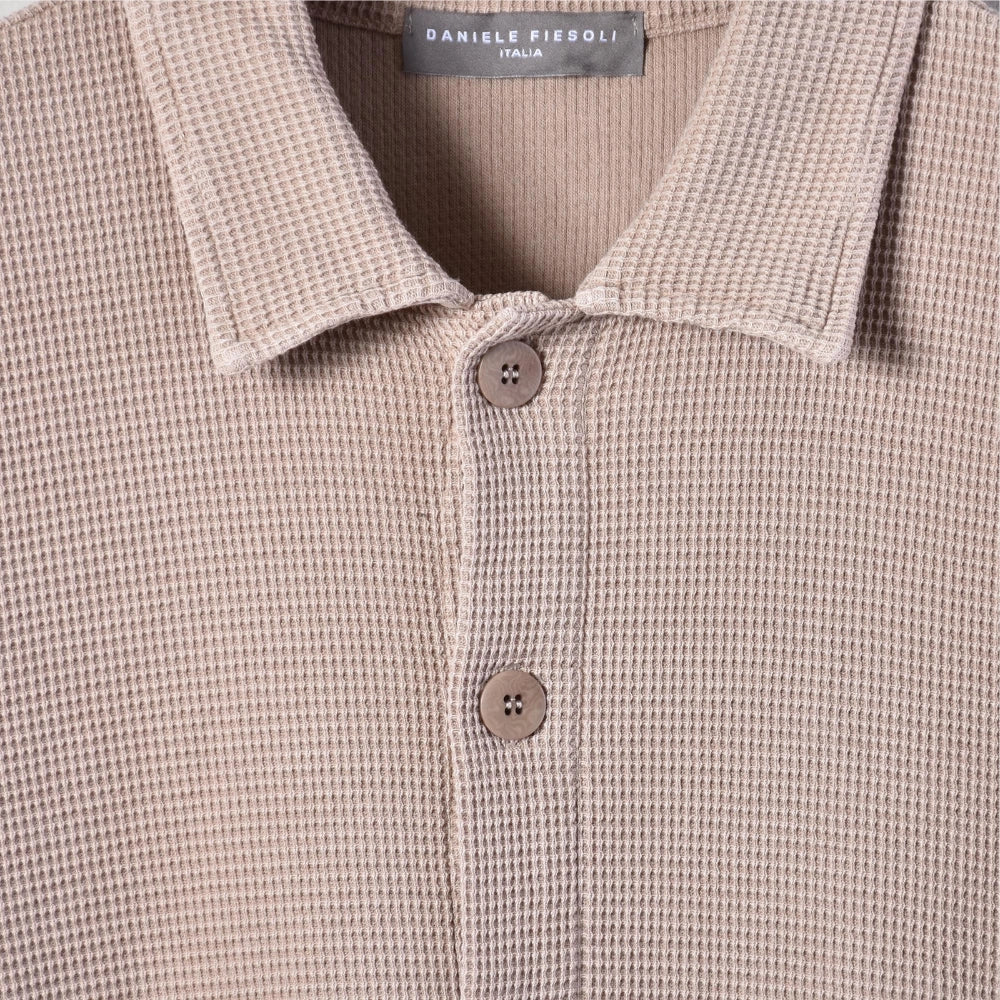Knitted Short Sleeve Shirt - Beige - Hugo Sthlm