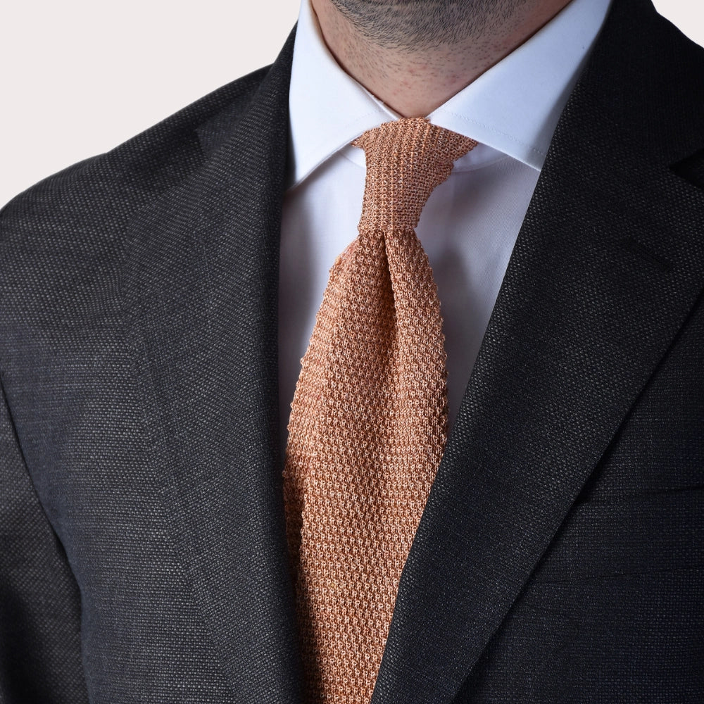 Linen & silk Tie - 655 Orange - Hugo Sthlm