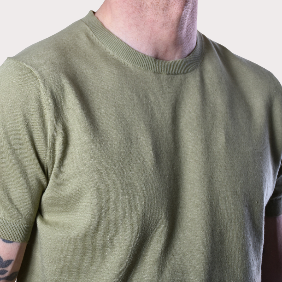 Crewneck Short Sleeve Linnen Knit - Green - Hugo Sthlm
